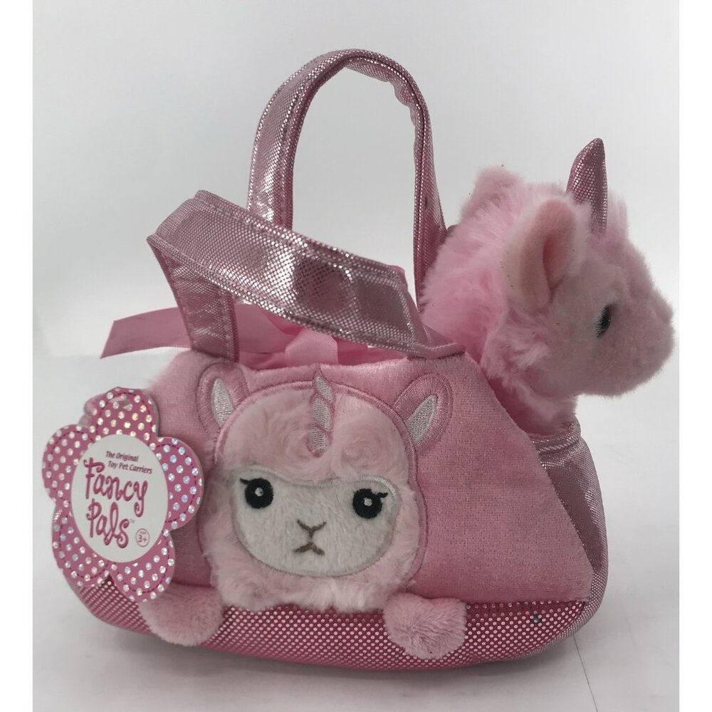 FANCY PALS PINK TOY PET CARRIER PURSE BAG W/ UNICORN PLUSH AURORA